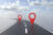 Navigation Map Pointer, Marker Pin, Travel Destinations on Road
